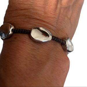 Boho silver and twine bracelet